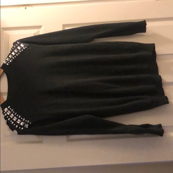 Embellished faux leather Grey Sweater - Picture 3 of 5